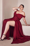 Draped Off-Shoulder Evening Gown