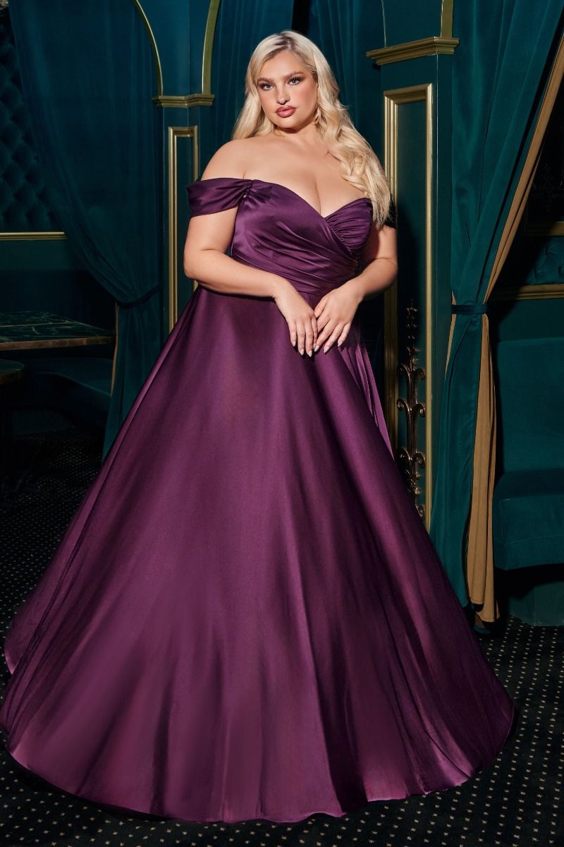 Draped Off-Shoulder Evening Gown