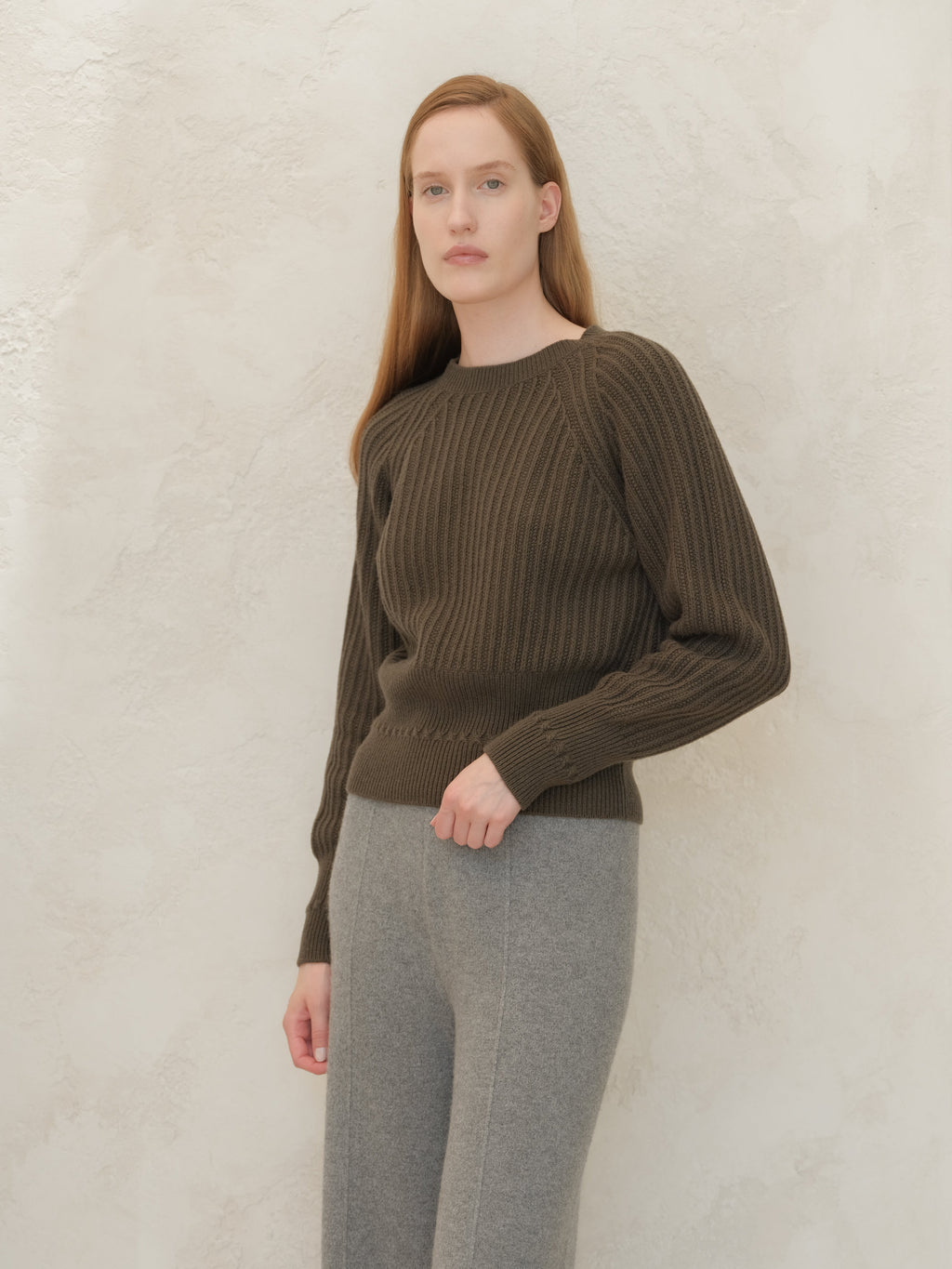 Cropped Cashmere-Blend Raglan Sweater