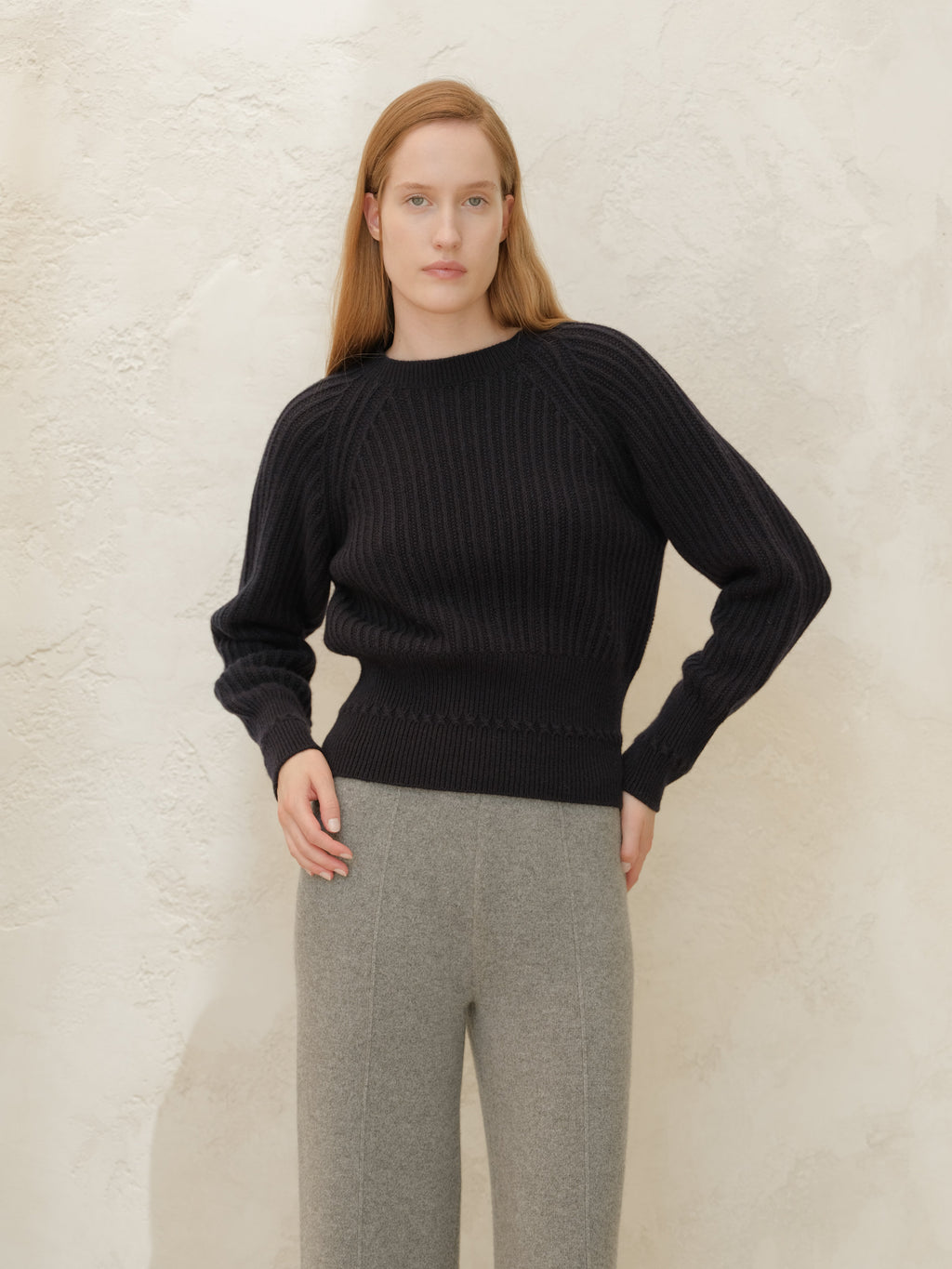 Cropped Cashmere-Blend Raglan Sweater
