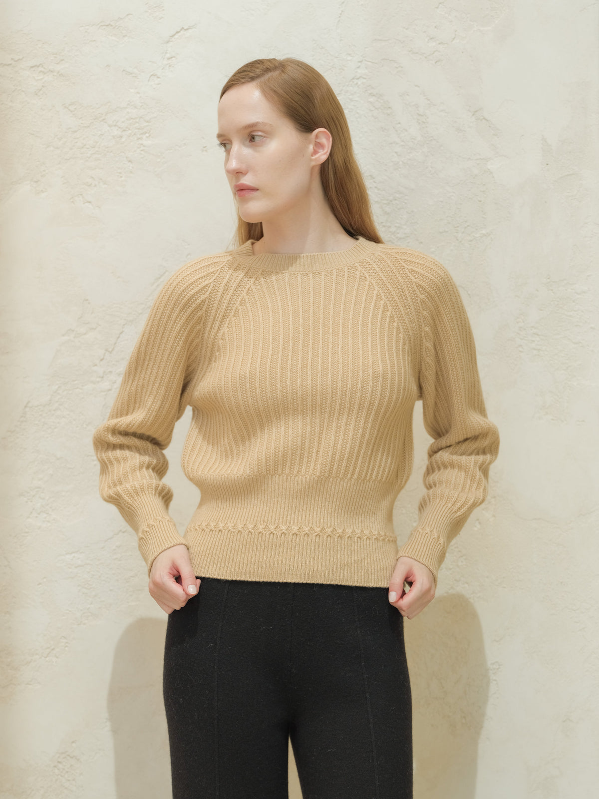 Cropped Cashmere-Blend Raglan Sweater