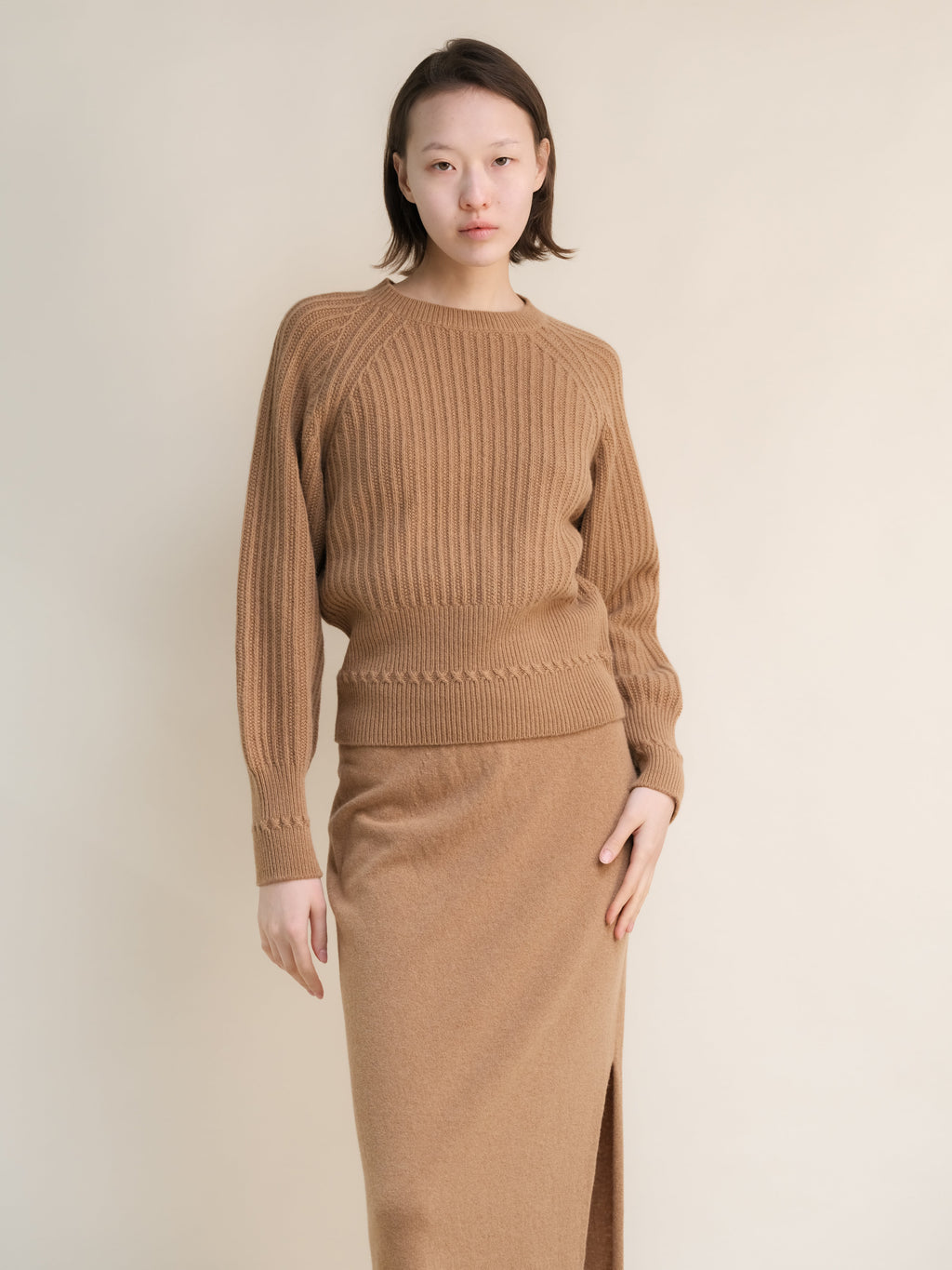 Cropped Cashmere-Blend Raglan Sweater