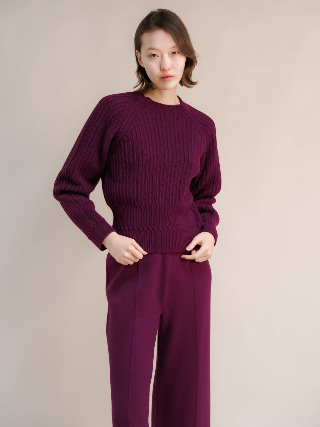 Cropped Cashmere-Blend Raglan Sweater