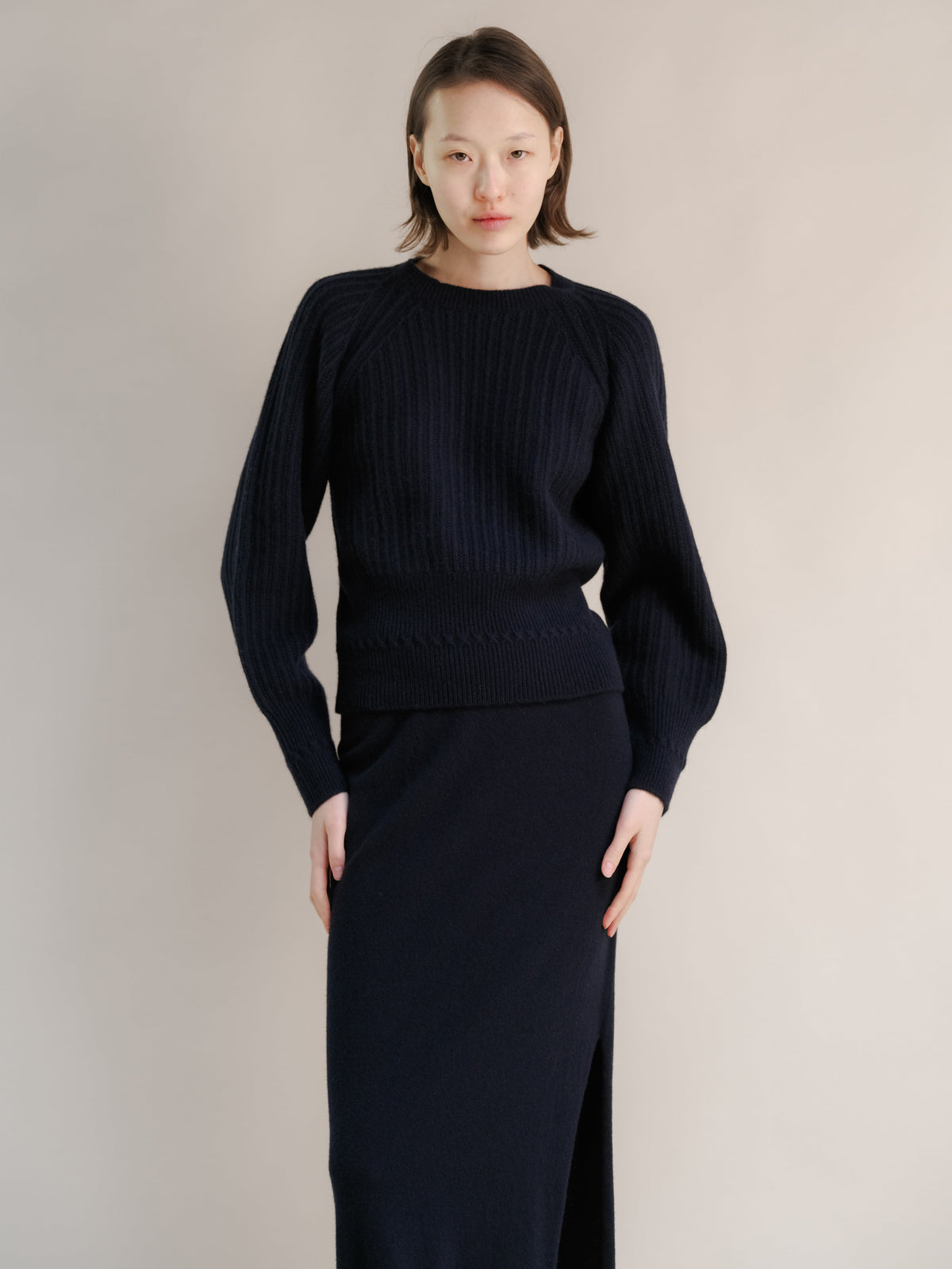 Cropped Cashmere-Blend Raglan Sweater