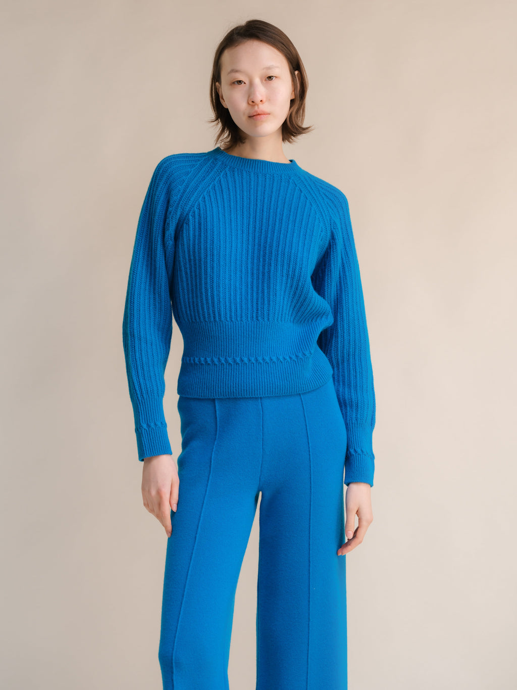 Cropped Cashmere-Blend Raglan Sweater