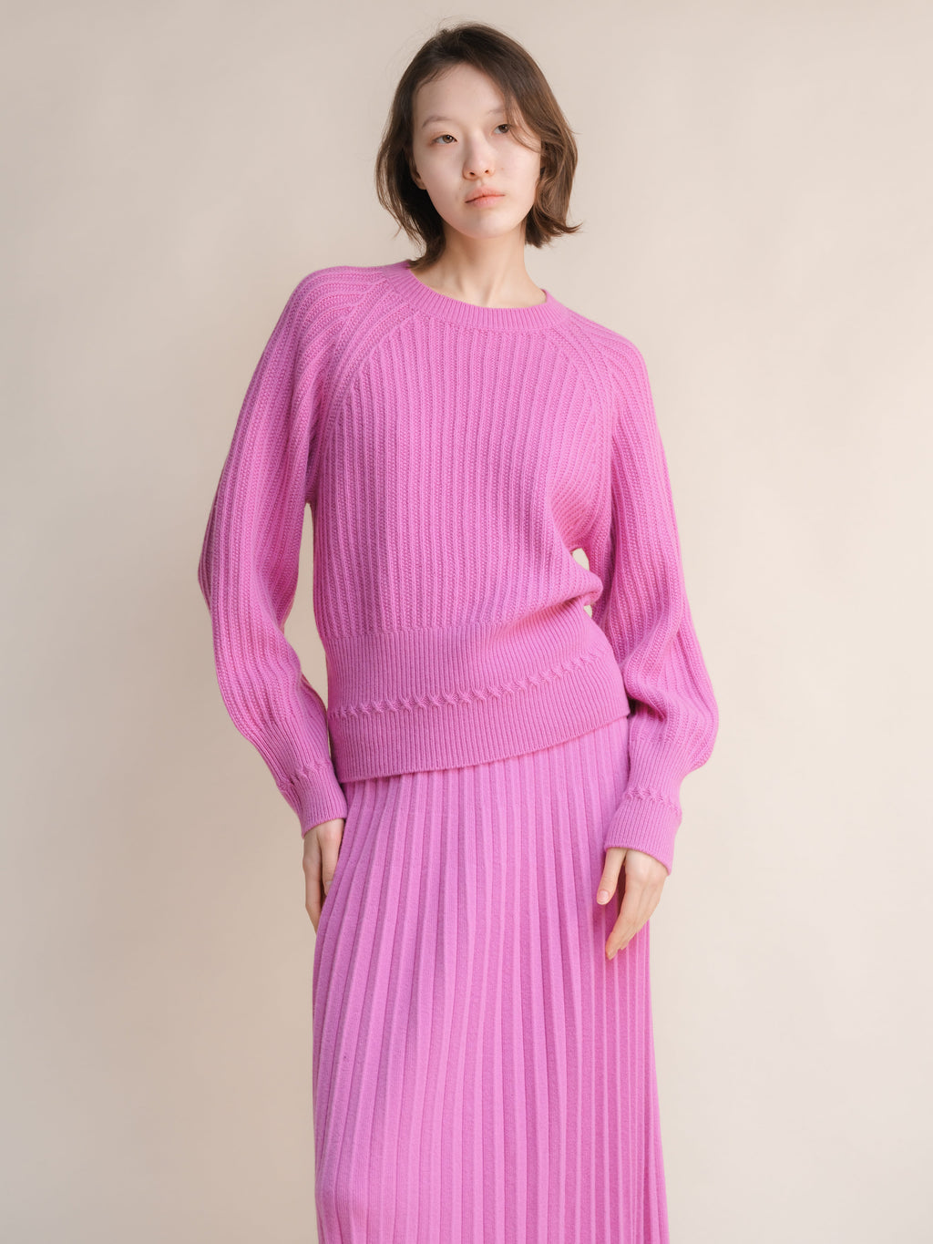 Cropped Cashmere-Blend Raglan Sweater