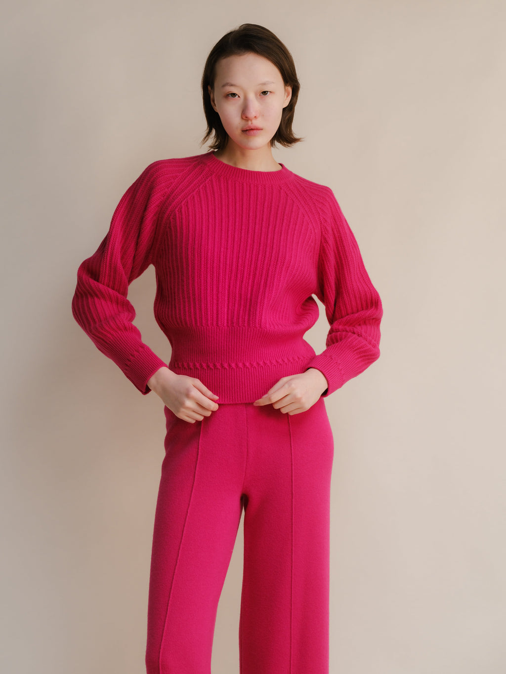 Cropped Cashmere-Blend Raglan Sweater