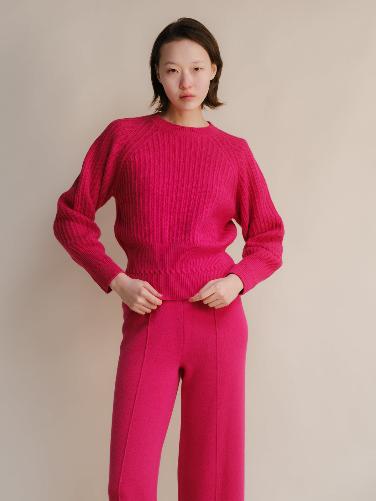 Cropped Cashmere-Blend Raglan Sweater