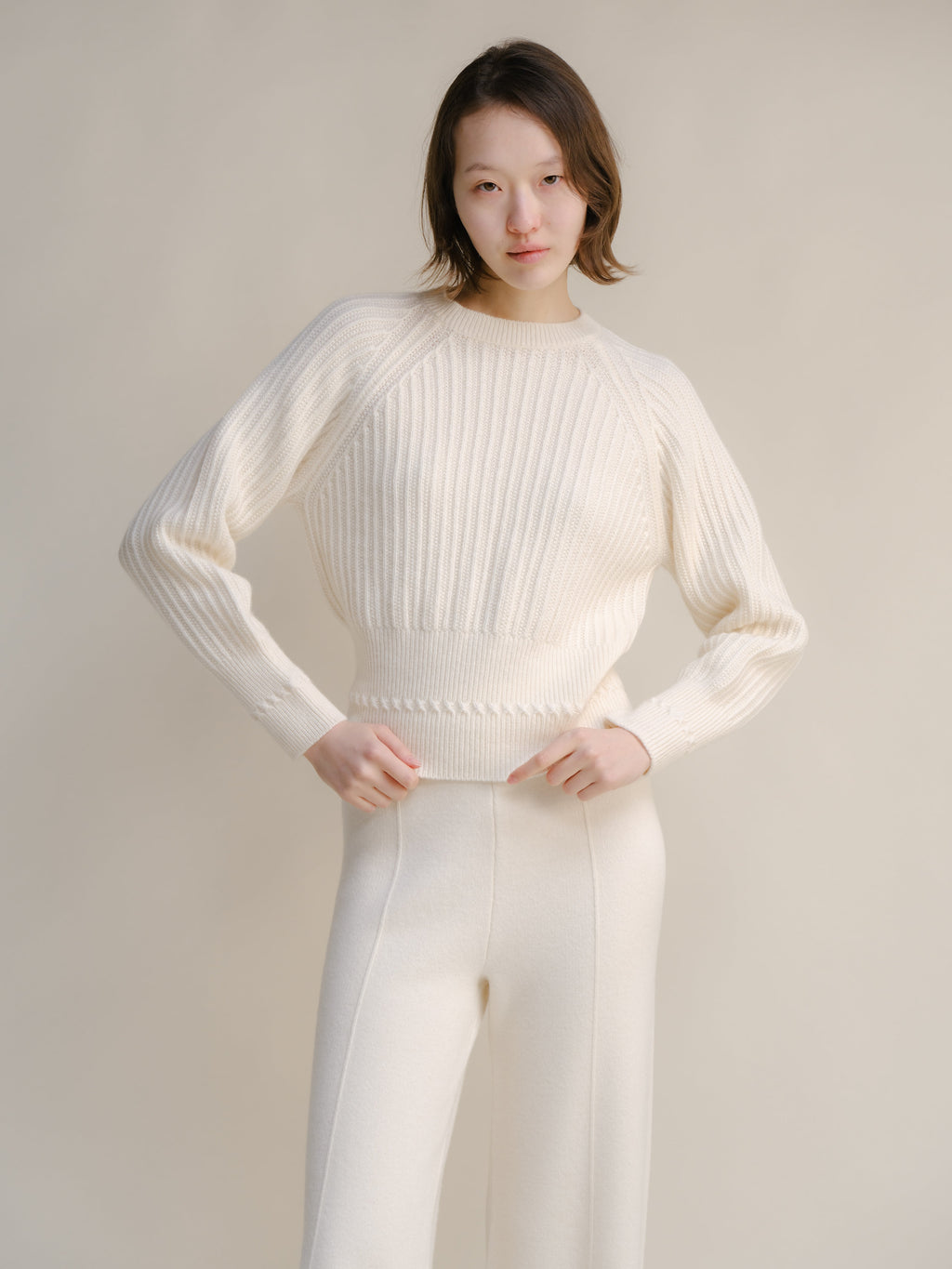 Cropped Cashmere-Blend Raglan Sweater