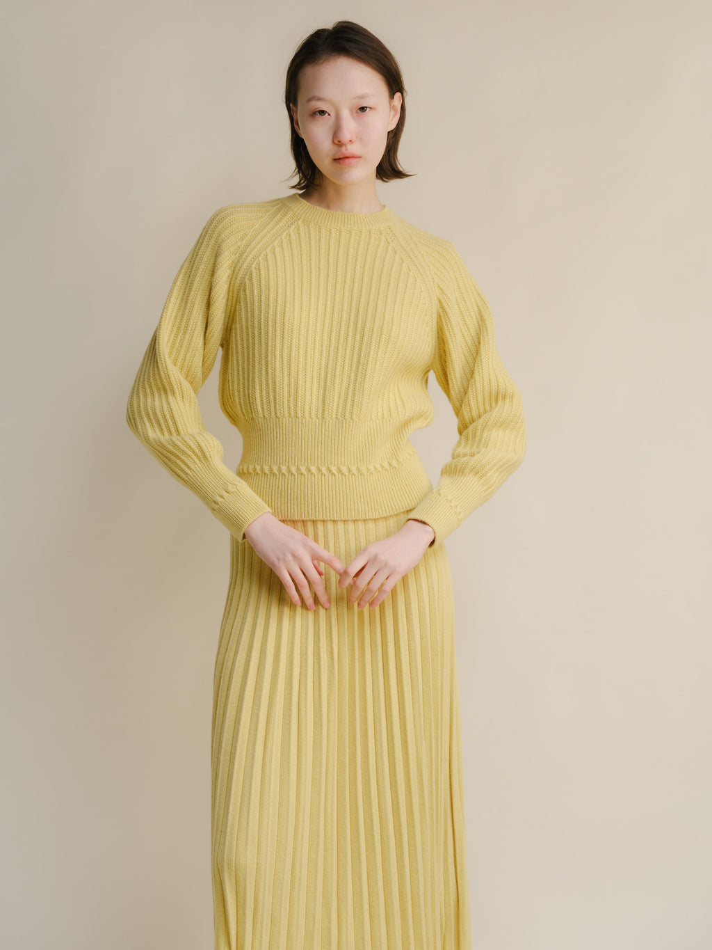 Cropped Cashmere-Blend Raglan Sweater