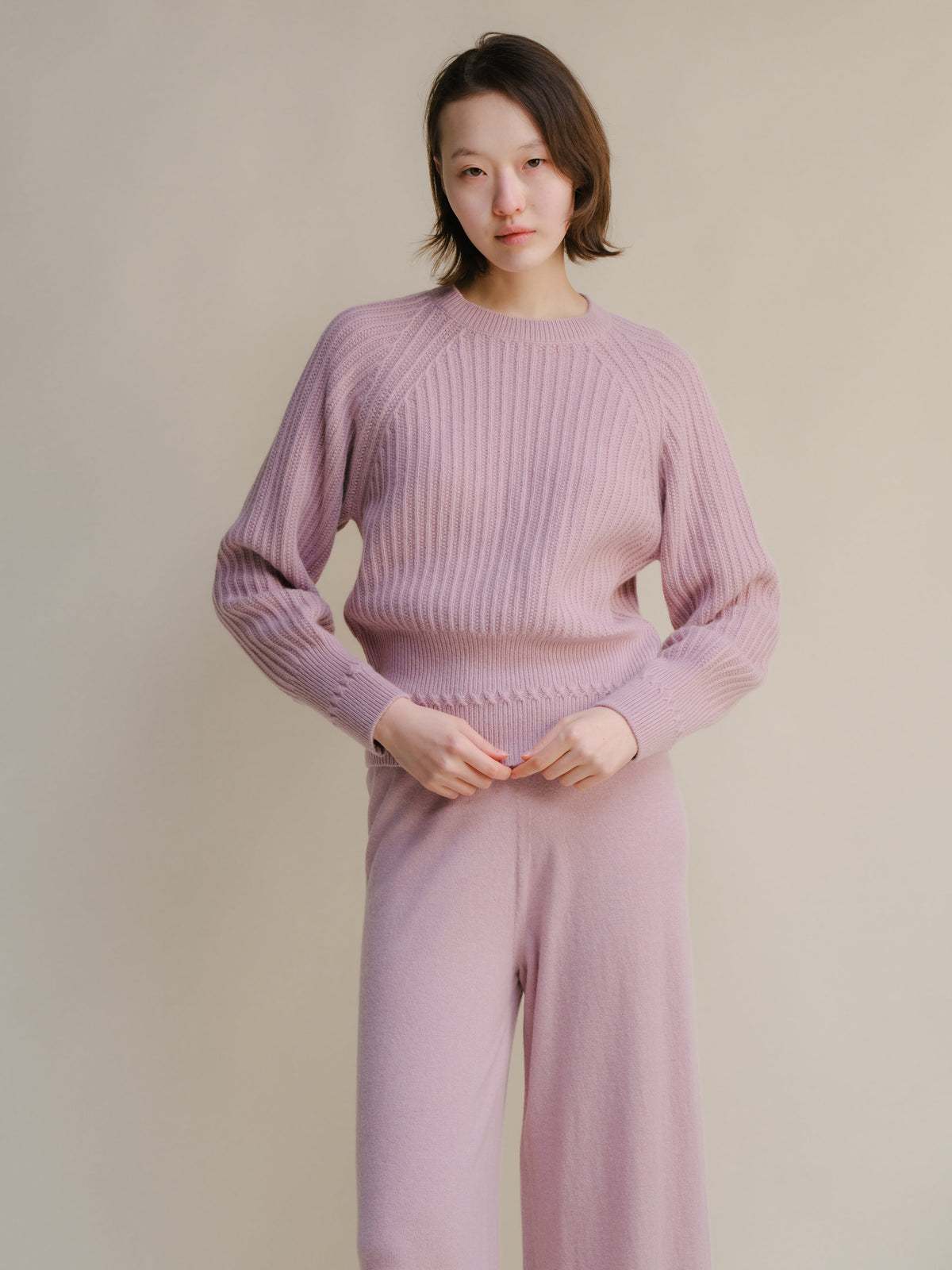 Cropped Cashmere-Blend Raglan Sweater