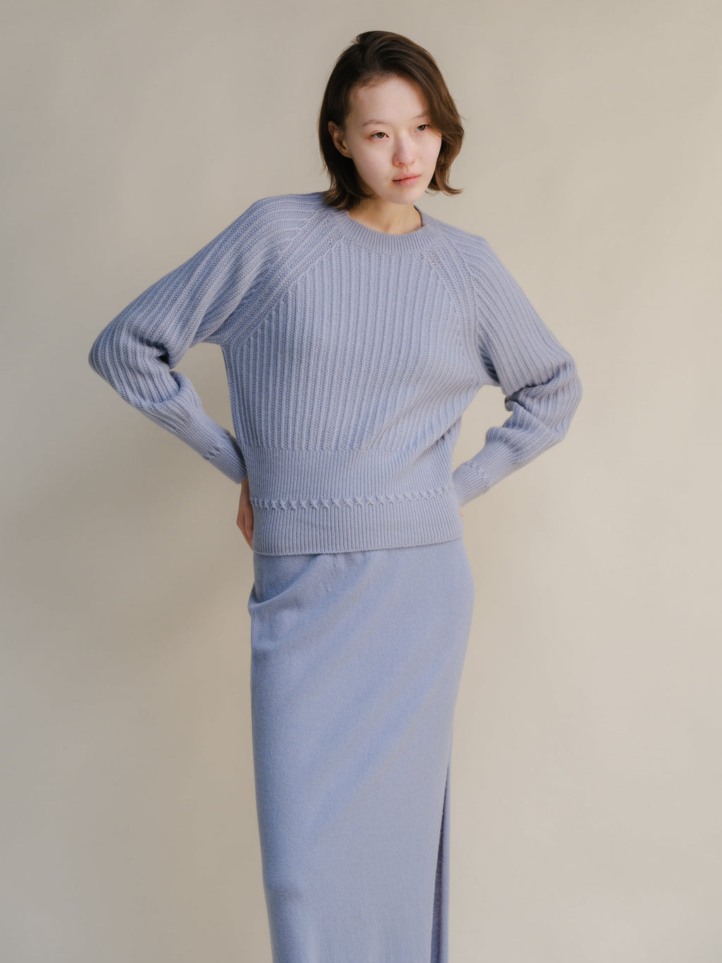 Cropped Cashmere-Blend Raglan Sweater