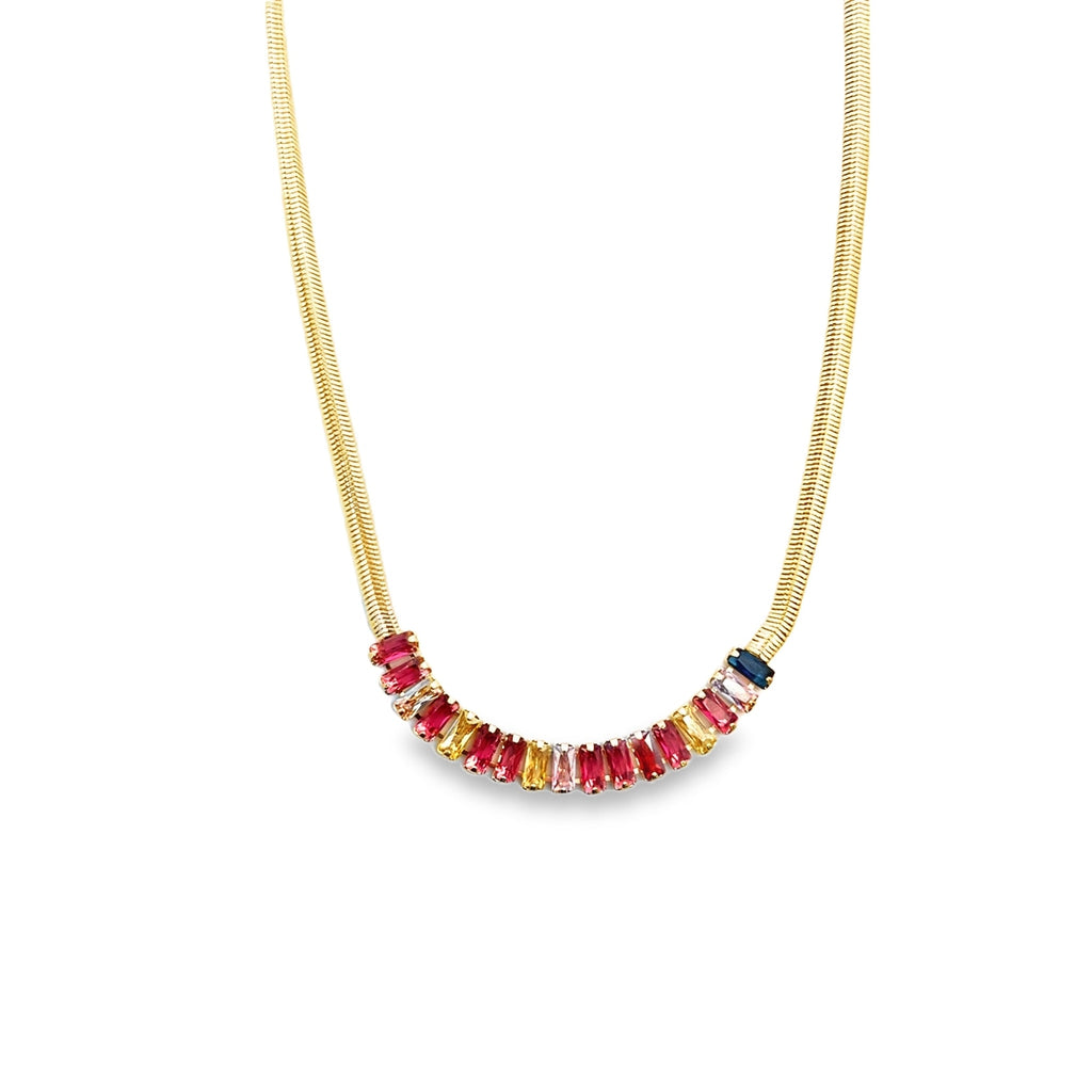 Gold Baguette Zirconia Necklace