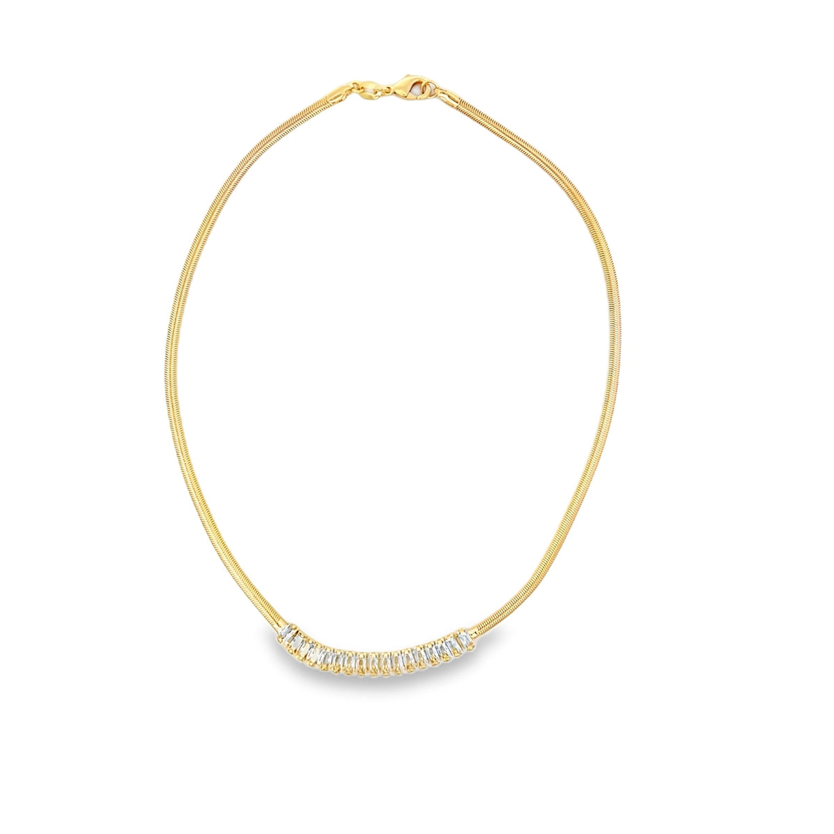 Gold Baguette Zirconia Necklace
