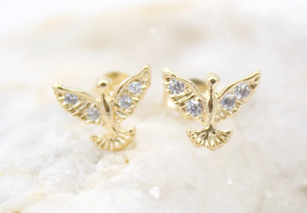Gold Dove Stud Earrings