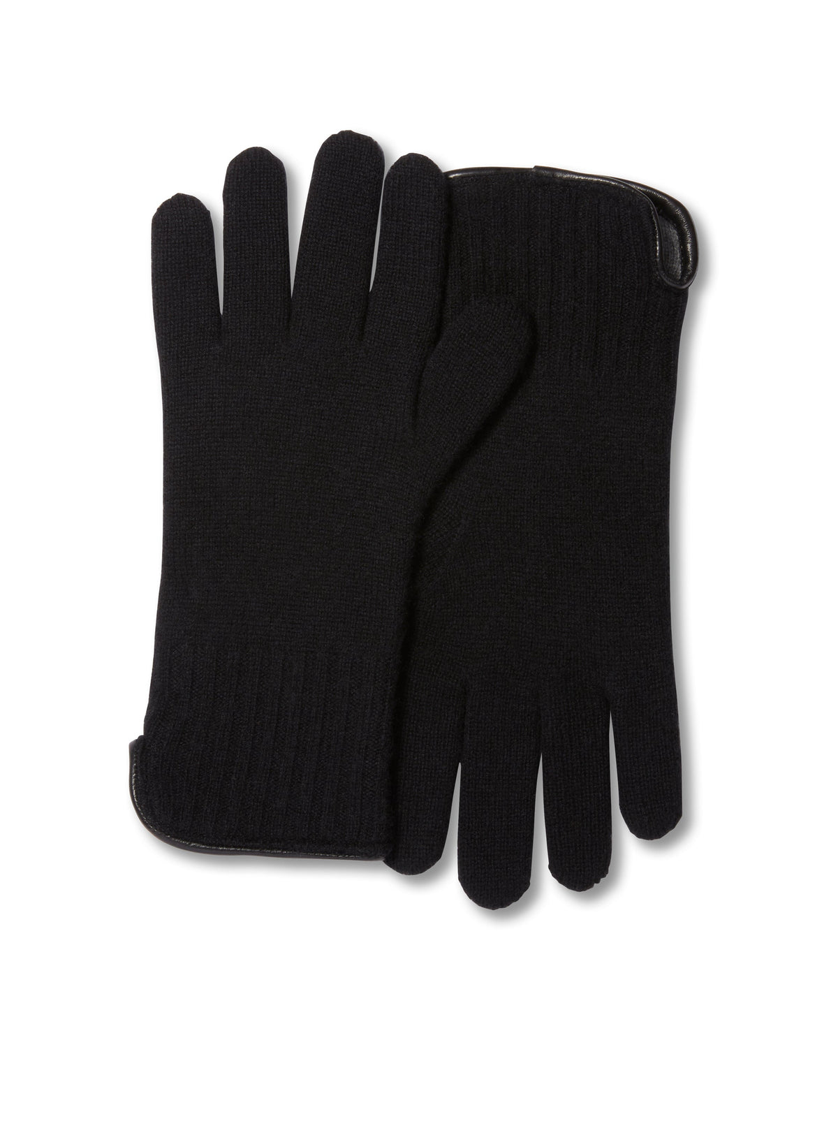 Leather-Trim Cashmere Gloves