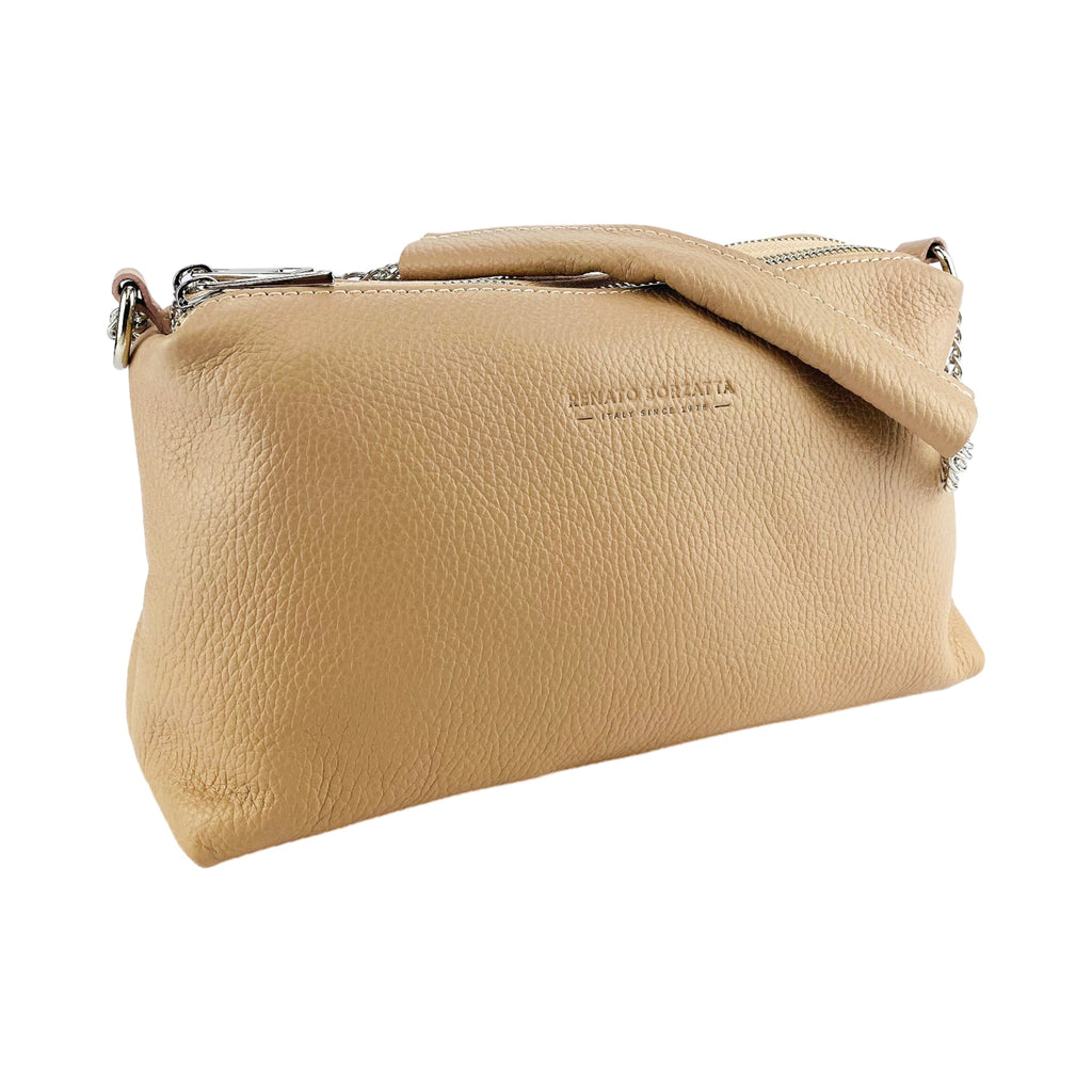 Italian Leather Double-Zip Handbag