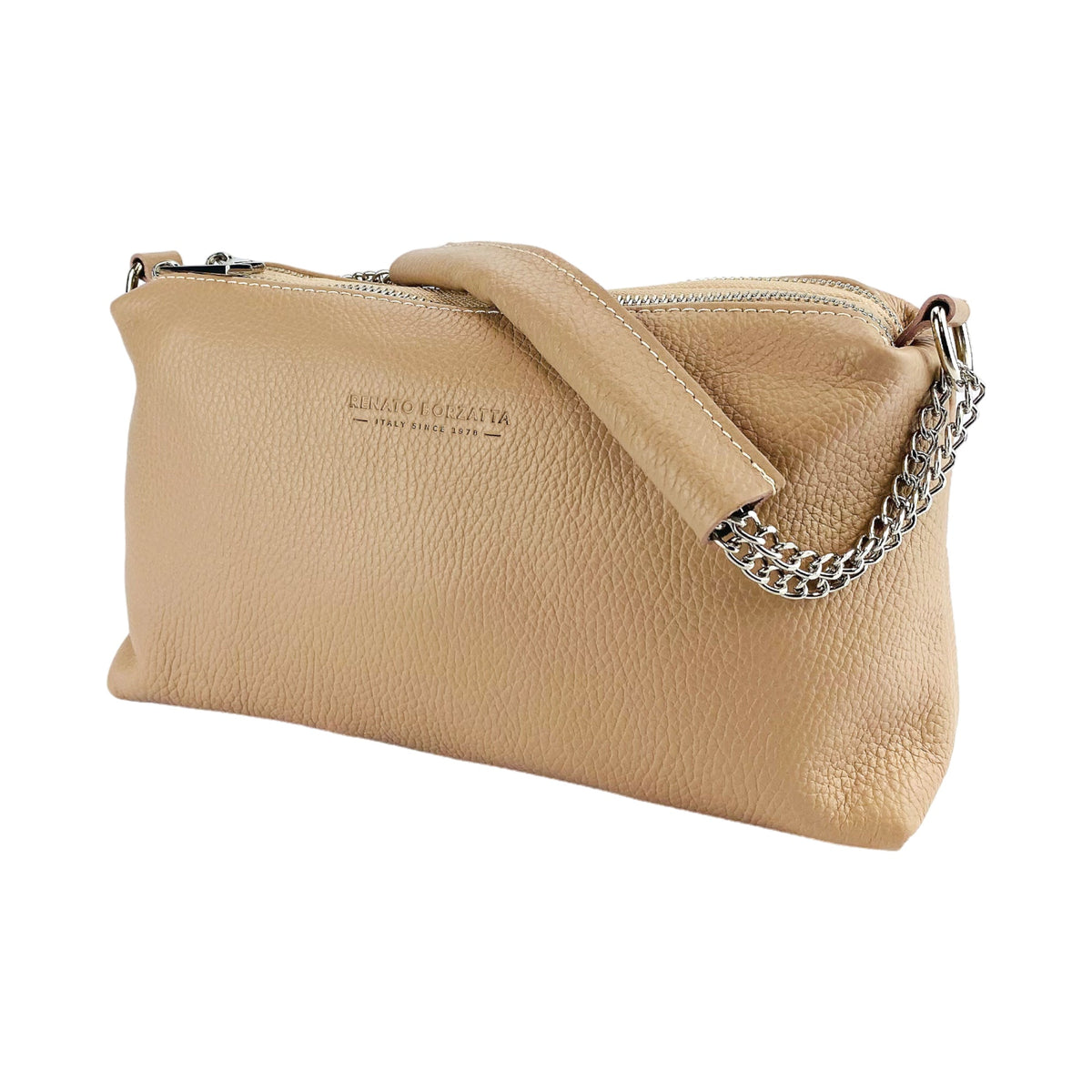 Italian Leather Double-Zip Handbag