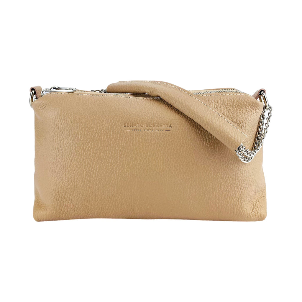 Italian Leather Double-Zip Handbag