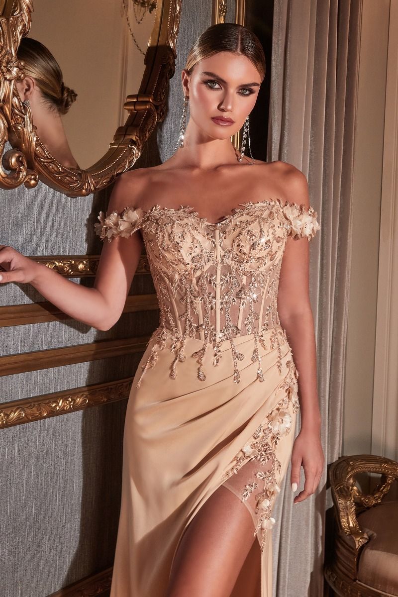Embellished Satin Corset Gown