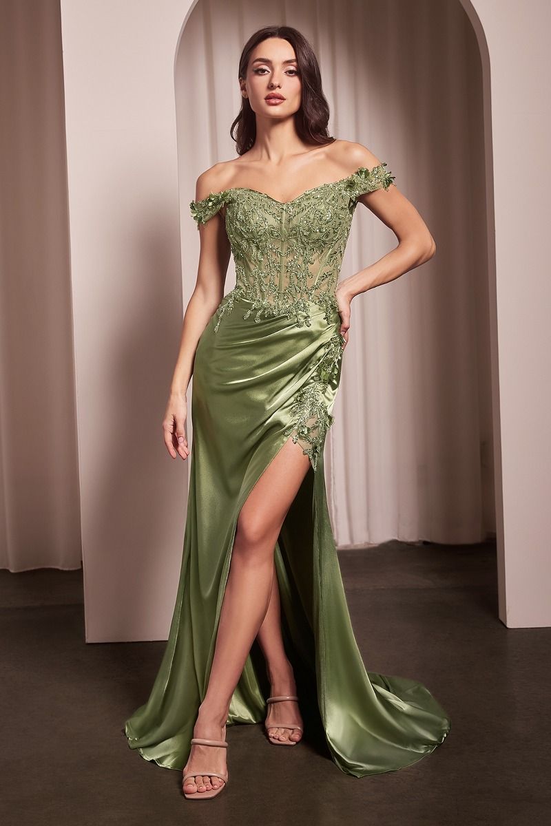 Embellished Satin Corset Gown