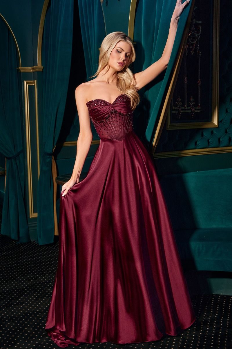 Satin Sweetheart A-Line Gown