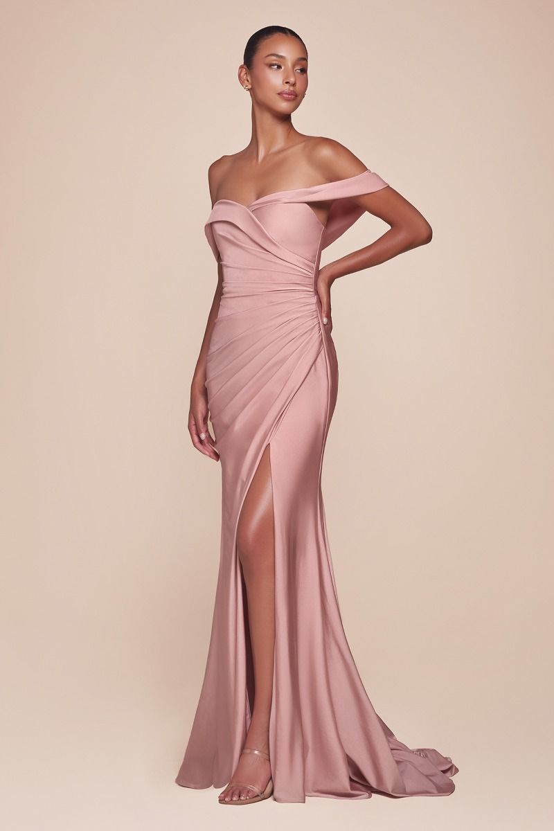 Stretch Satin Evening Dress