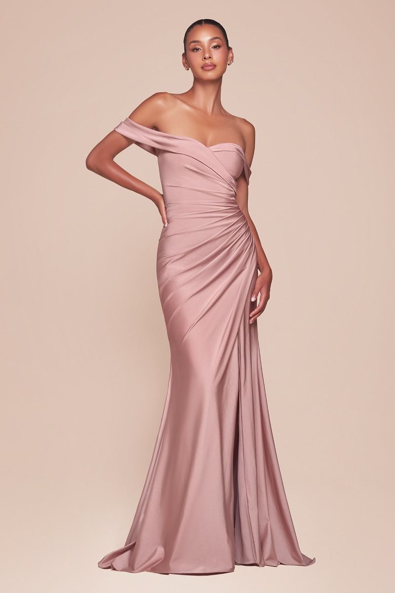 Stretch Satin Evening Dress