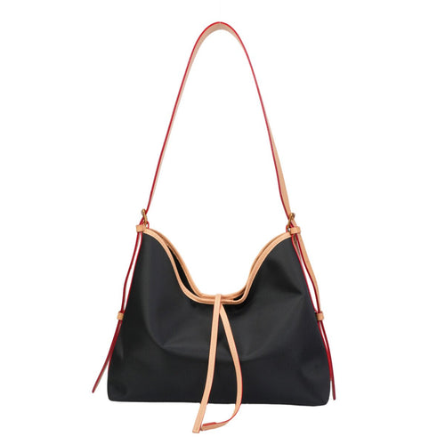 Colorblock Leather-Trim Hobo Bag