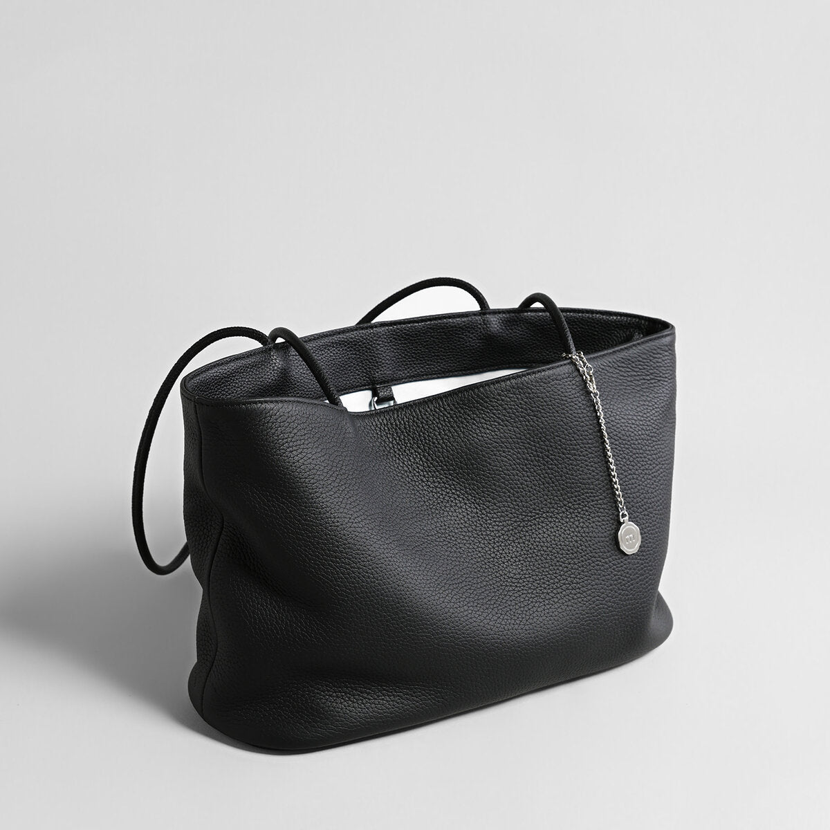 Pebbled Leather Medallion Tote